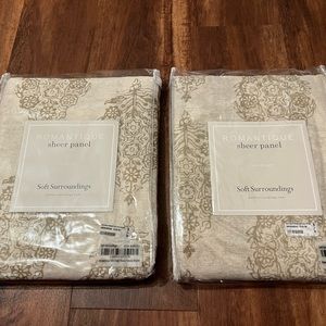 SOFT SURROUNDINGS Romantique Sheer Panel Luxe Design Natural 48x108 NEW Lot $320